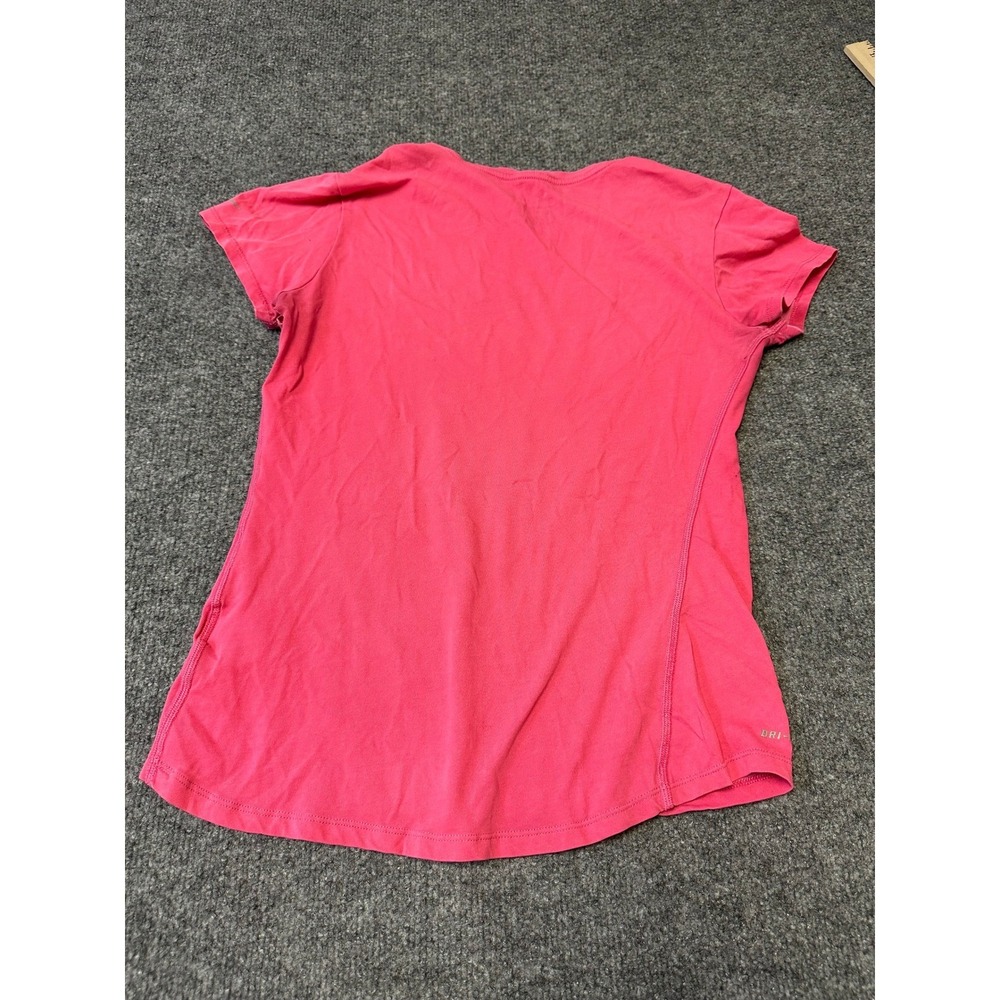 Nike T-Shirt Womens Size M Pink Dri-Fit Graphic Dot Short Sleeve Running Top - Picture 2 of 7